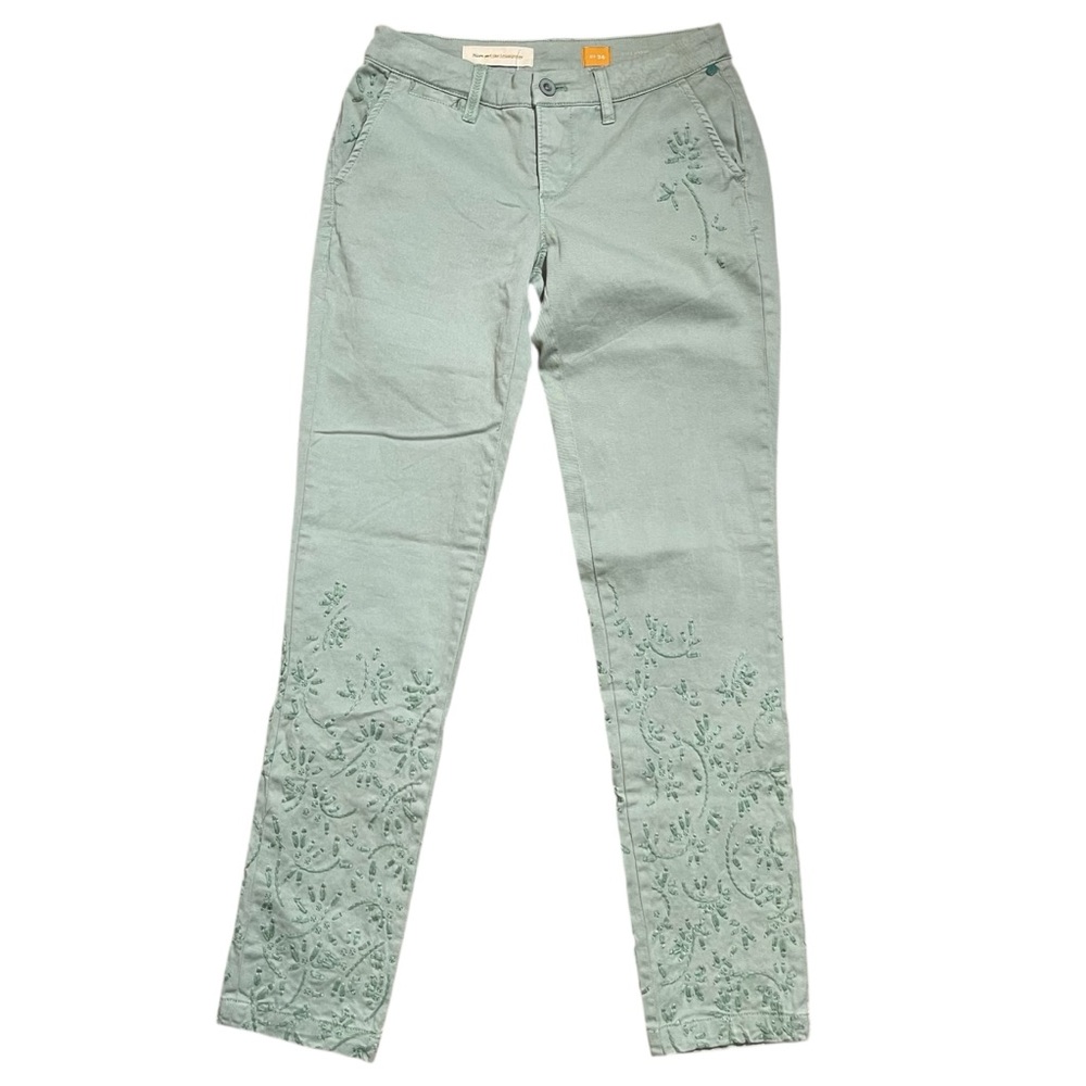Pilcro and the Letterpress The Hyphen Anthro Green Embroidered‎ Pants Chinos